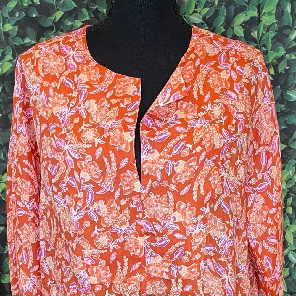🔥 J Crew Ramie Tunic Top in Painted Block Print NWOT M - Picture 4 of 14